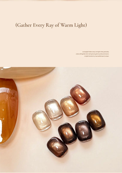 Urban Nomad cat eye nail tips in warm light