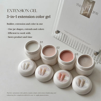 YHH Aqua Glow 3-in-1 extension color gel jars, shades 01, 02, 03, 11