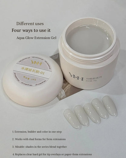 YHH Aqua Glow 50 g jar with four ways to use it