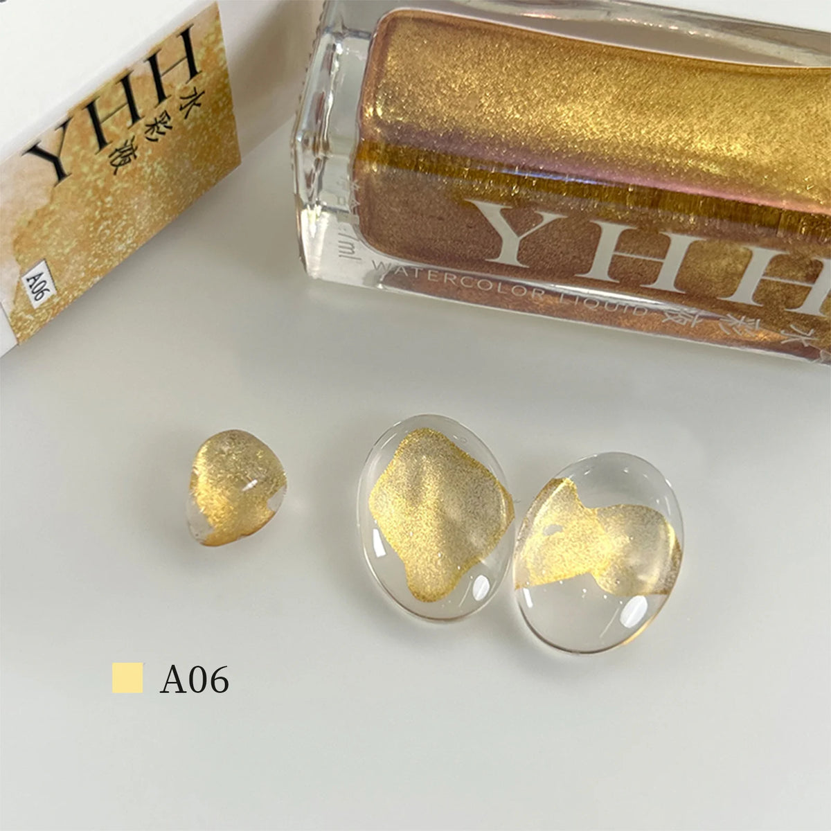 YHH blending ink shade A06 bottle with glass swatches