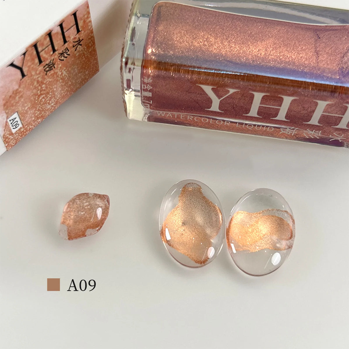 YHH blending ink shade A09 bottle with glass swatches