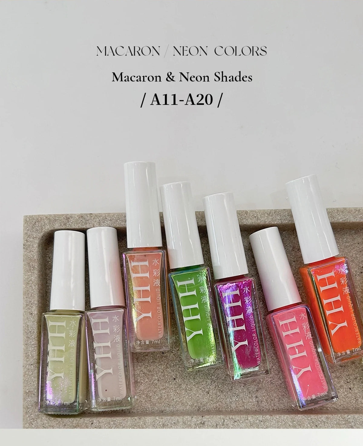 YHH blending ink Macaron and Neon shades A11 to A20 bottles