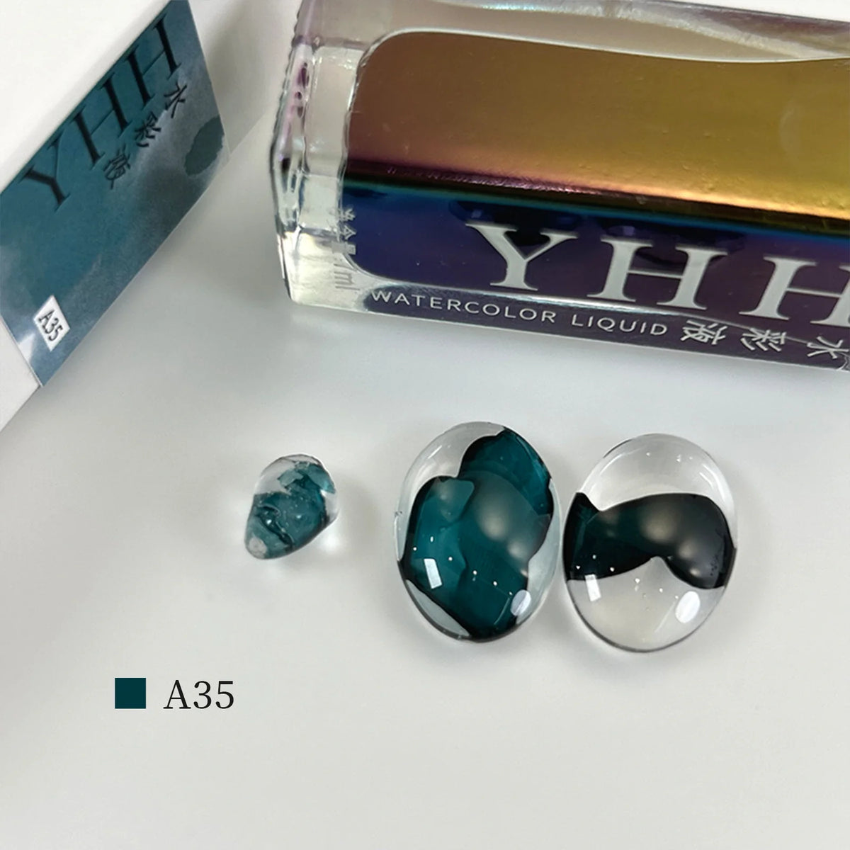 YHH blending ink shade A35 bottle with glass swatches