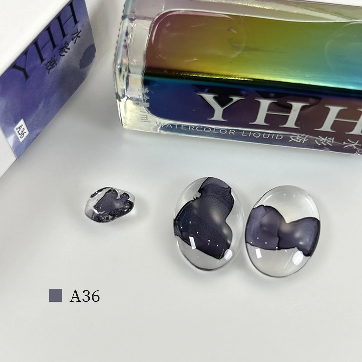YHH blending ink shade A36 bottle with glass swatches