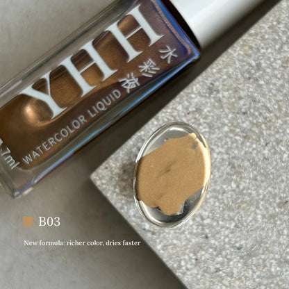YHH metallic blending ink B03 bottle and glass swatch