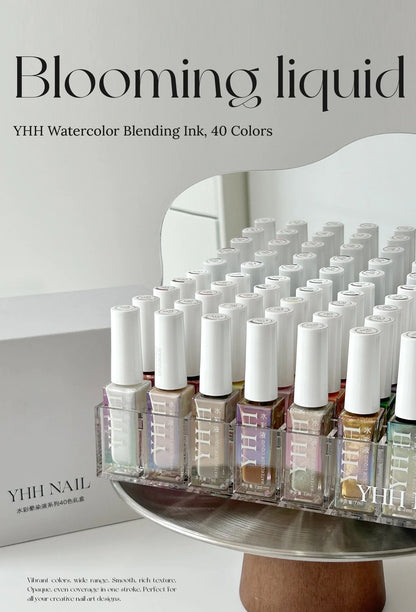YHH watercolor blending ink, 40 bottles in an acrylic display stand
