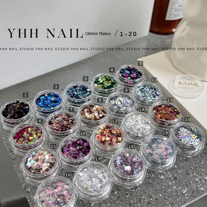 YHH chameleon glitter jars No. 1–20 with numbered lids