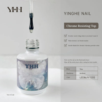 YHH Chrome Resisting Top Coat 15 ml bottle, matte top for chrome powder work