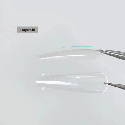 YHH clear dual nail forms, Trapezoid shape, held with tweezers