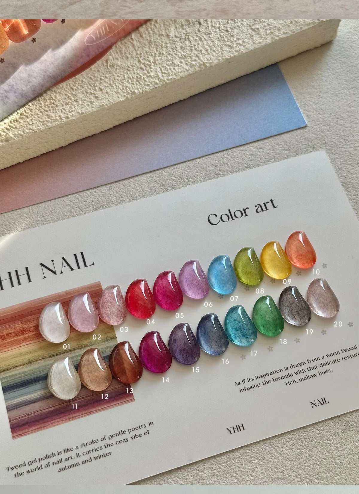 YHH Fabric Gel color art card with swatches 01 to 20