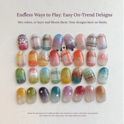 YHH Fabric Gel nail designs: plaid, knit and gradient tweed-effect looks