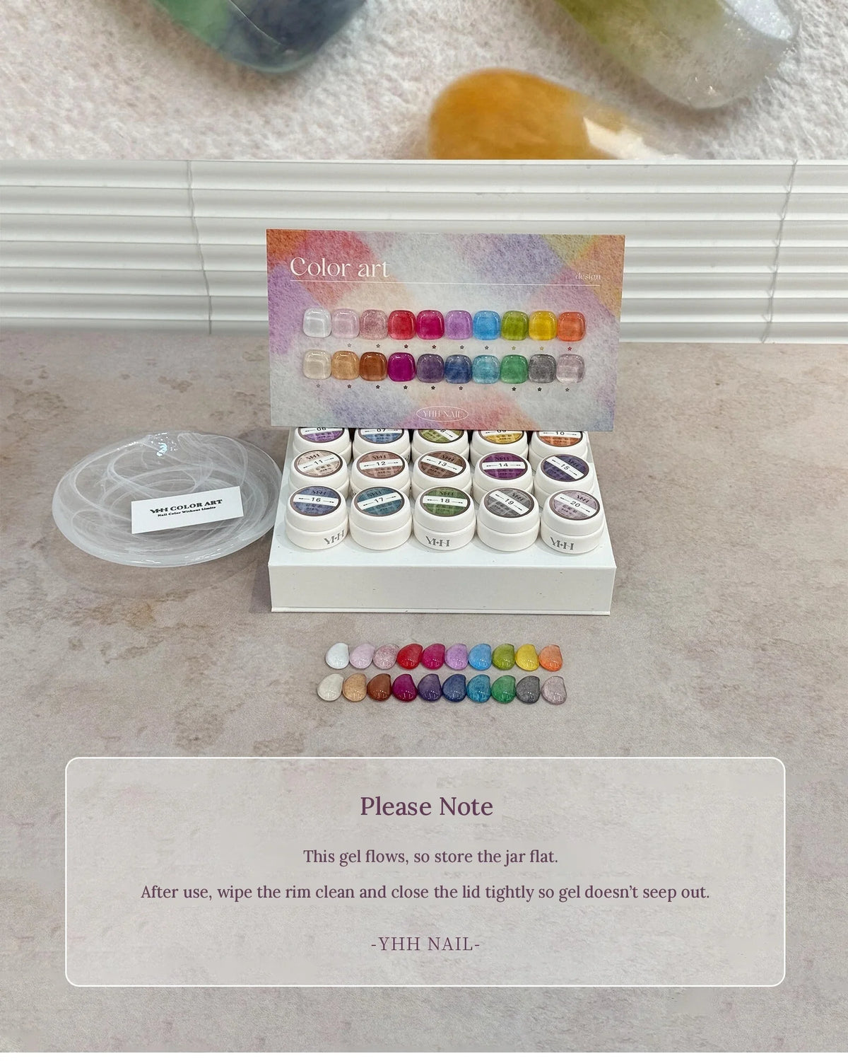 YHH Fabric Gel set in its box with storage note in English