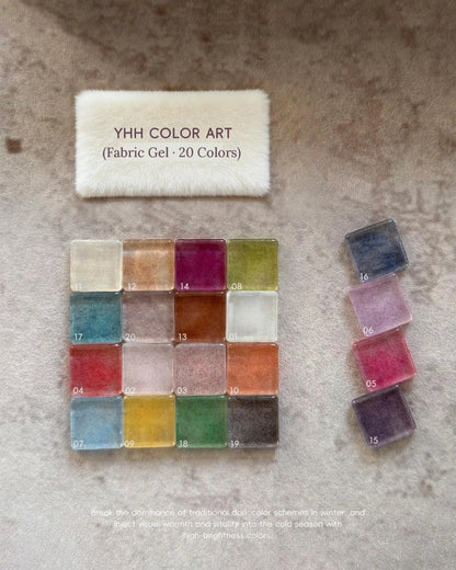 YHH Fabric Gel swatch grid on a felt pad