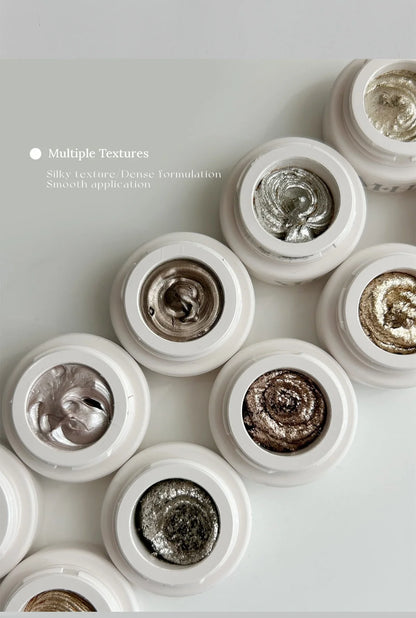 Jars of YHH fairy powder paste in multiple metallic textures
