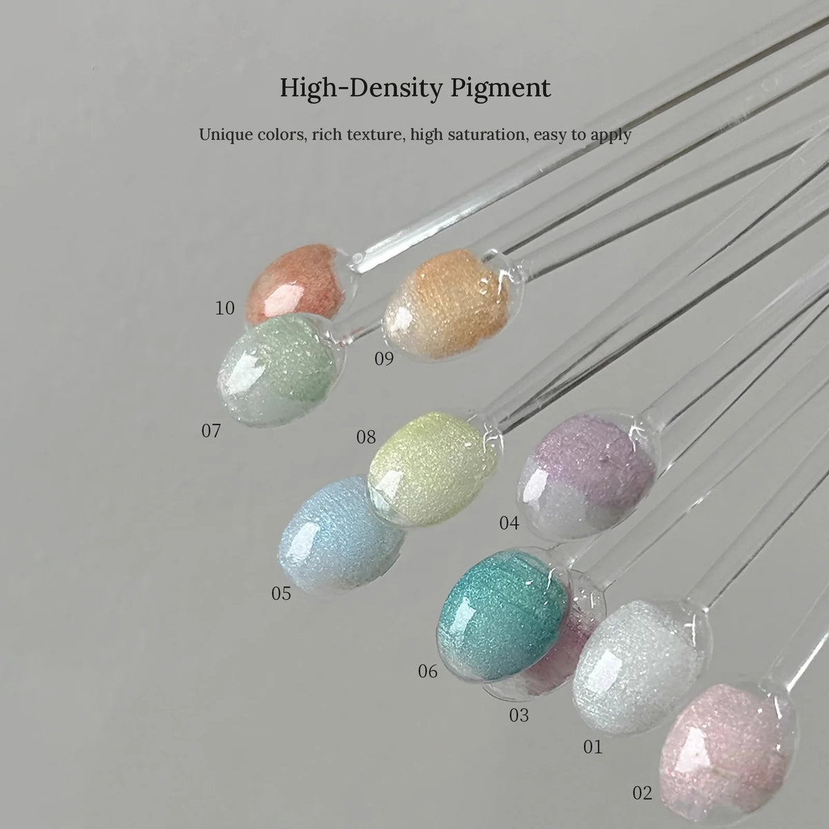 Shimmer swatches of YHH fairy powder watercolor ink on nail sticks