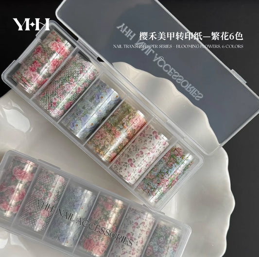 YHH Floral Transfer Foil Set – Vintage Flower Patterns (Box of 6 Colors) photo 1