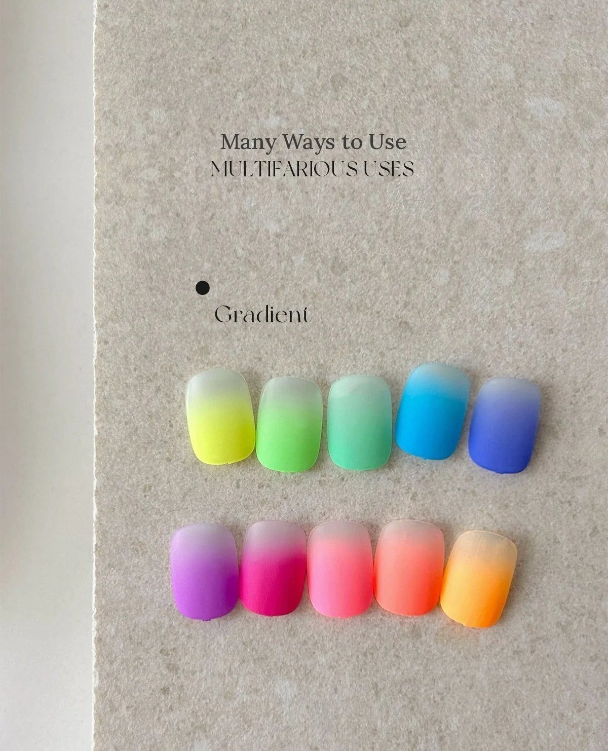 Neon gradient nail tips made with YHH fluorescent pat pat gel and a sponge