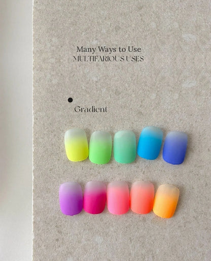 Neon gradient nail tips made with YHH fluorescent pat pat gel and a sponge