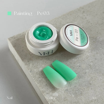YHH fluorescent pat pat gel Pe03 Neon Emerald jar with matte gradient nail tips