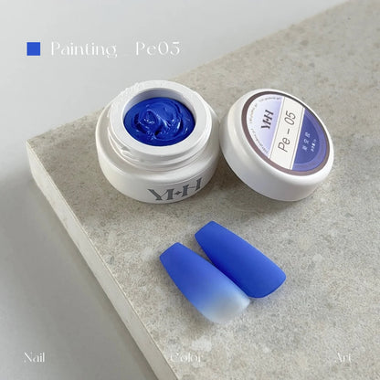 YHH fluorescent pat pat gel Pe05 Neon Cobalt jar with matte gradient nail tips