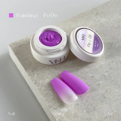 YHH fluorescent pat pat gel Pe06 Neon Violet jar with matte gradient nail tips