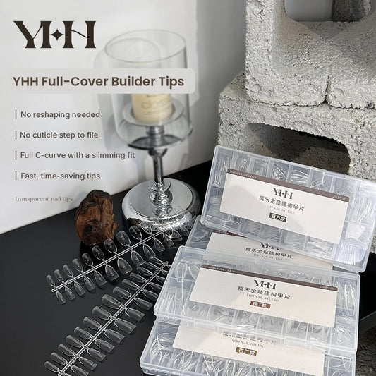 YHH full-cover builder tips in clear divided boxes with English feature list