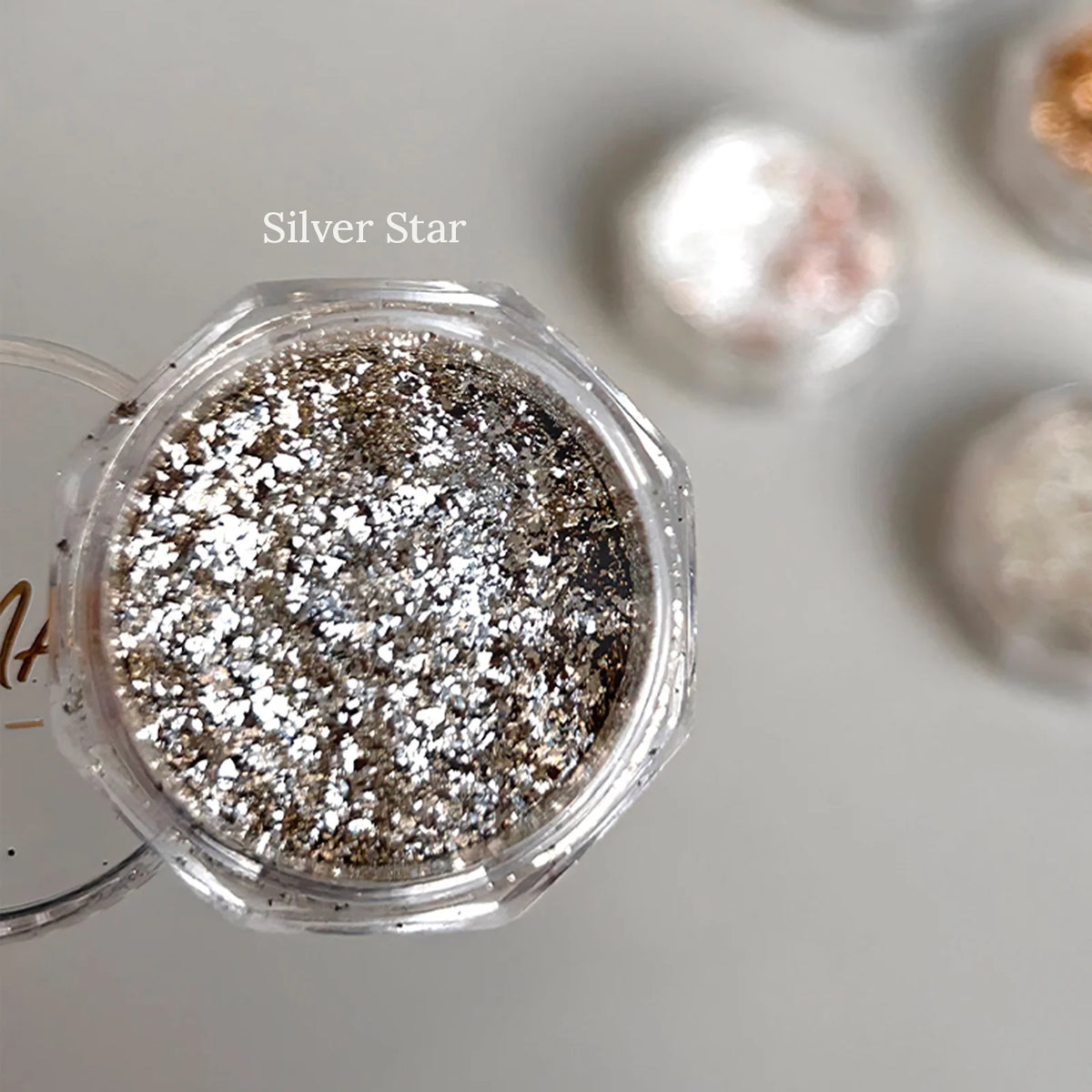 YHH Silver Star chunky silver glitter in a jar