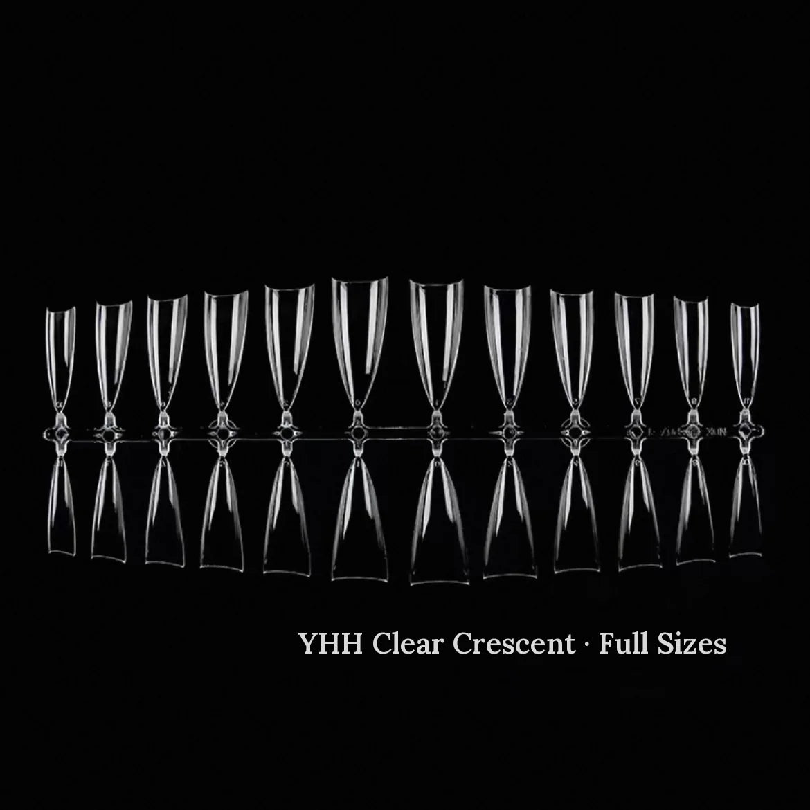 YHH clear crescent French tips, full size run