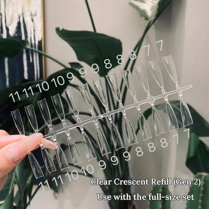 YHH clear crescent refill tips, Gen 2, with printed size numbers