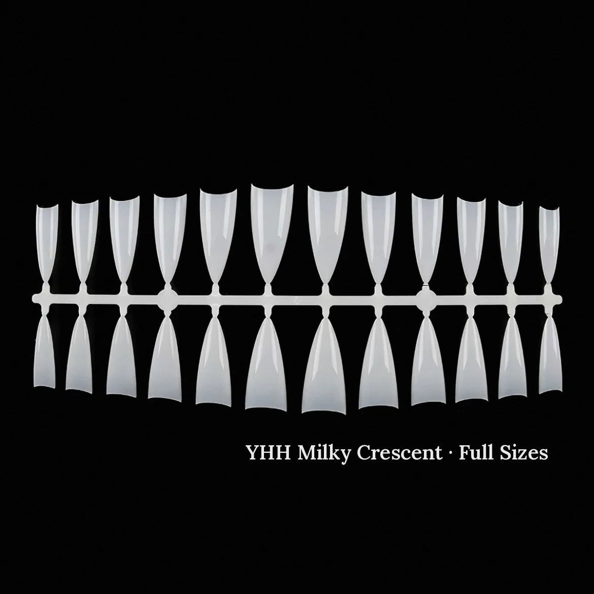 YHH milky crescent French tips, full size run