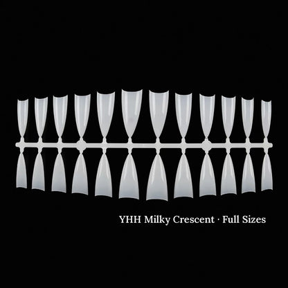 YHH milky crescent French tips, full size run