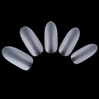 YHH frosted oval tips fanned out on a black background