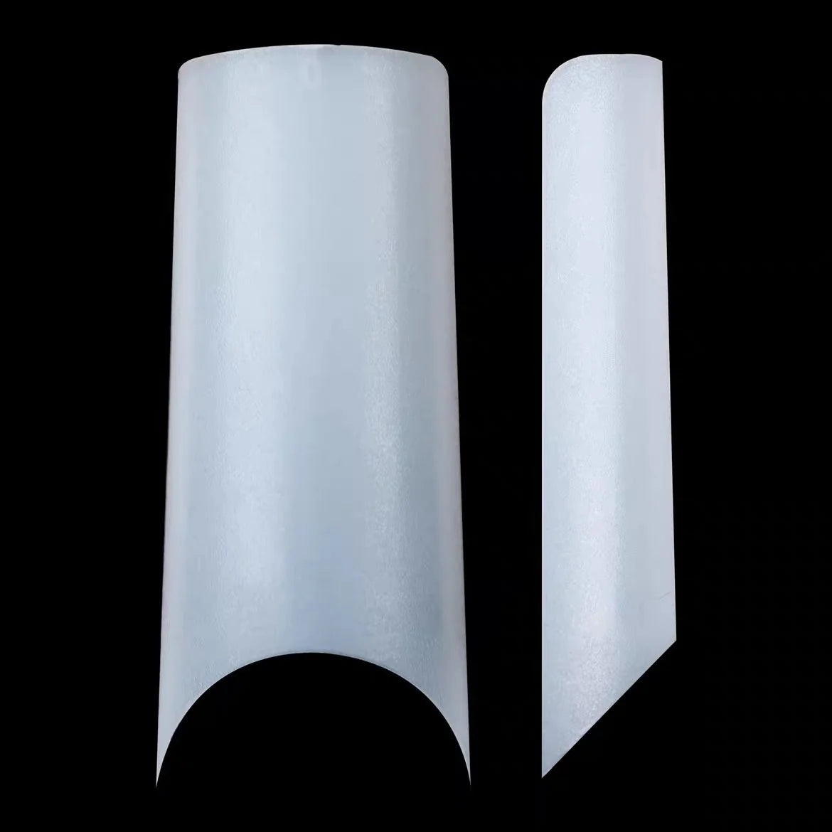 Front and side view of a YHH milky tube French tip