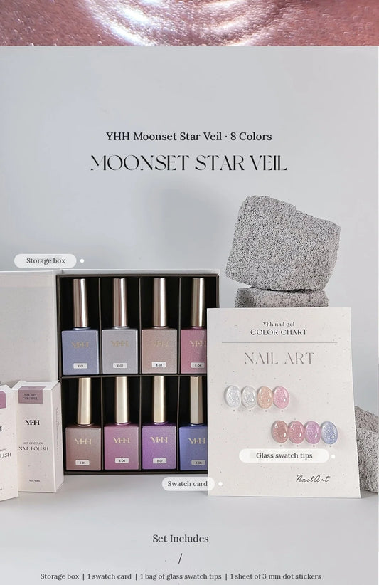 YHH Moonset Star Veil 8-color set contents labeled in English