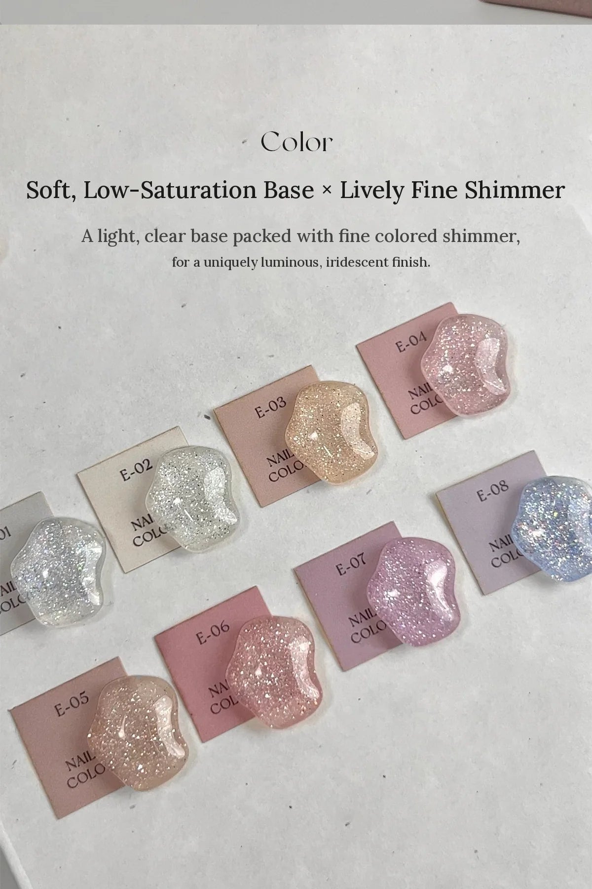 YHH Moonset Star Veil swatches: soft low-saturation base with fine shimmer