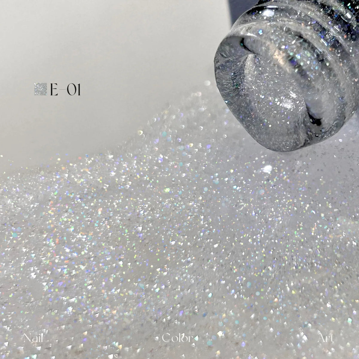 YHH Moonset Star Veil E-01 Silver Frost shimmer gel poured from the bottle