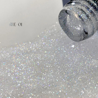 YHH Moonset Star Veil E-01 Silver Frost shimmer gel poured from the bottle