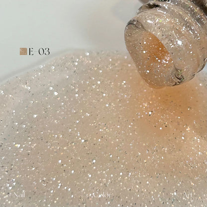 YHH Moonset Star Veil E-03 Champagne Amber shimmer gel poured from the bottle
