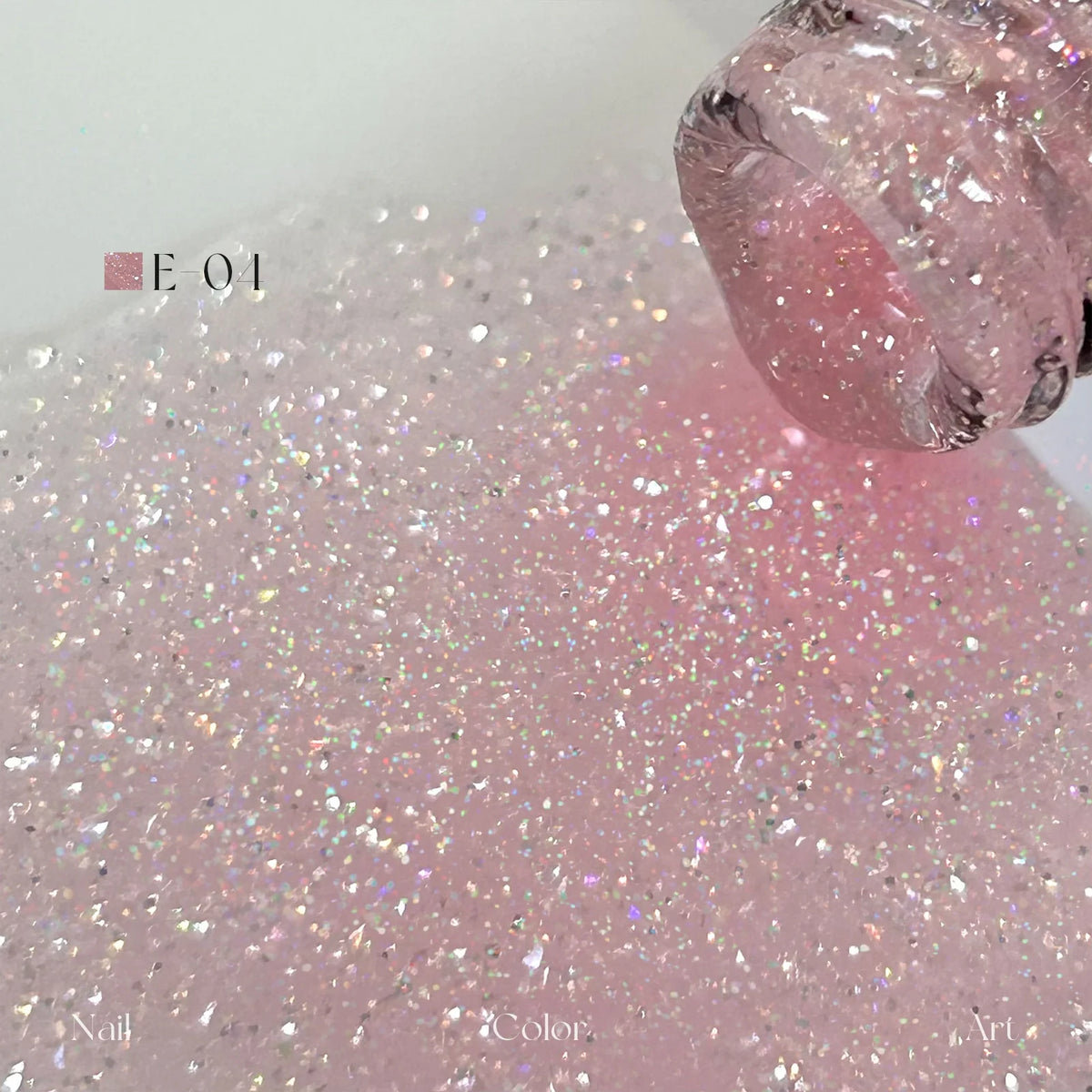 YHH Moonset Star Veil E-04 Rose Pink shimmer gel poured from the bottle