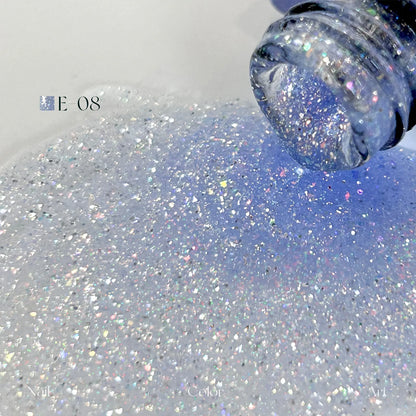 YHH Moonset Star Veil E-08 Periwinkle Blue shimmer gel poured from the bottle