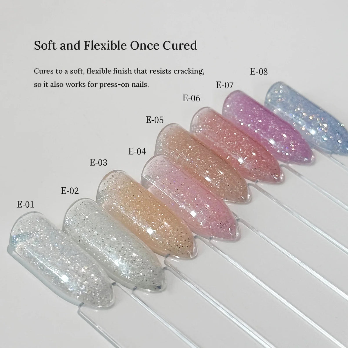 YHH Moonset Star Veil swatches E-01 to E-08 on stick tips