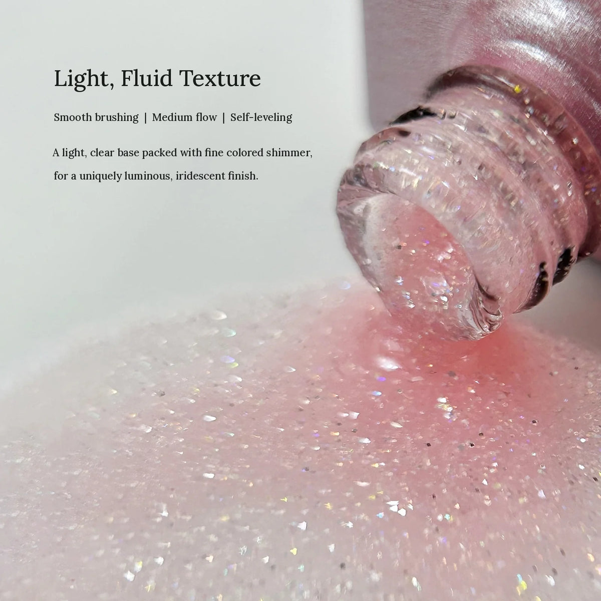 YHH Moonset Star Veil shimmer gel pouring from the bottle: light, fluid texture
