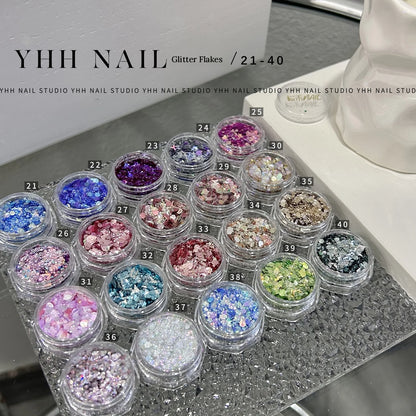 YHH multicolor glitter jars No. 21–40 with numbered lids