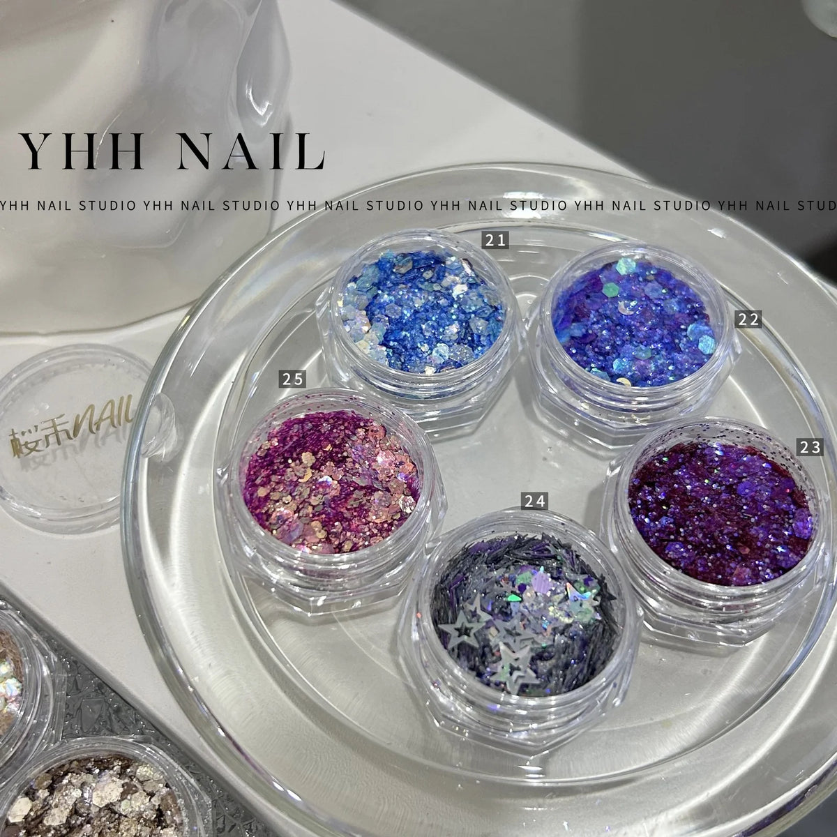 YHH multicolor glitter jars No. 21–40 with numbered lids