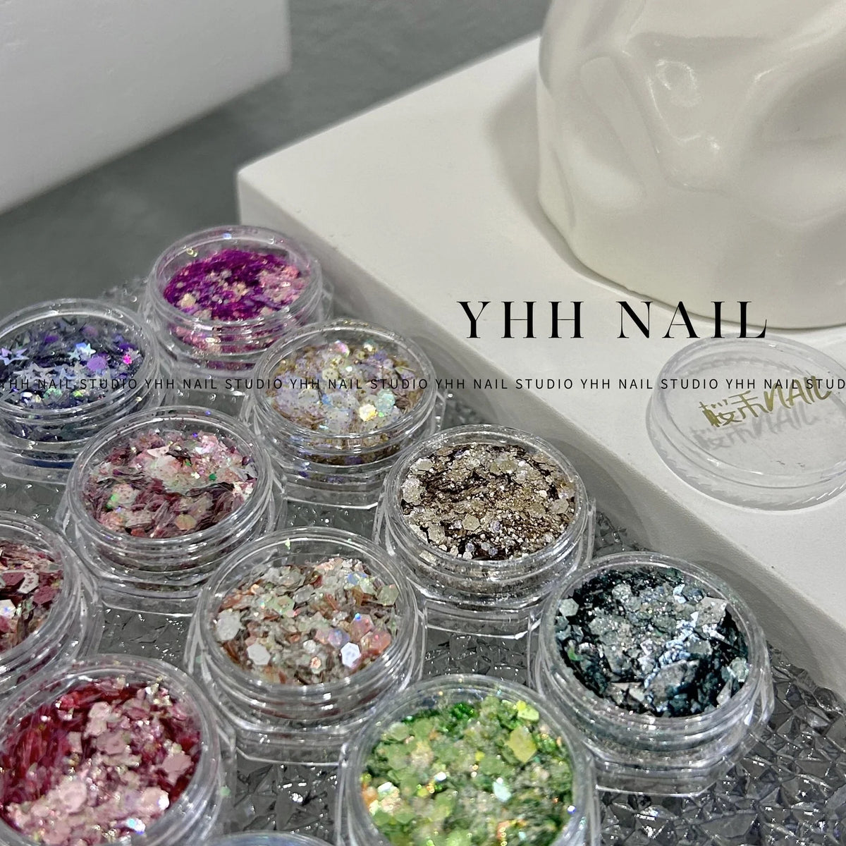 YHH multicolor glitter jars No. 21–40 with numbered lids
