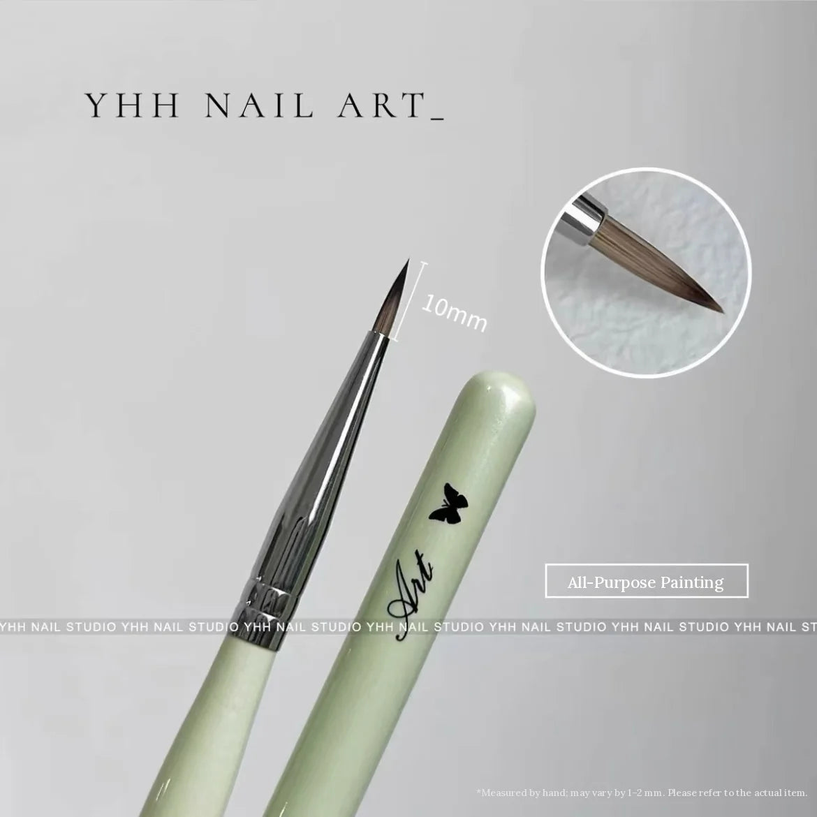 YHH all-purpose painting brush with 10 mm pointed tip, green handle