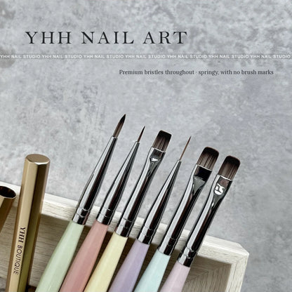 Close-up of YHH nail art brush bristles in a range of shapes and sizes