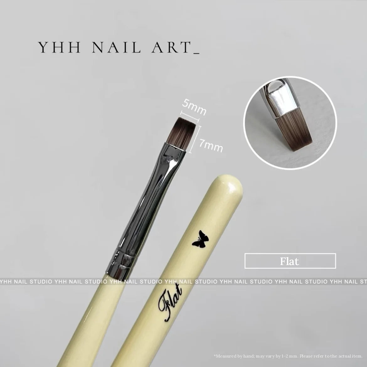 YHH flat gel brush, 5 mm wide by 7 mm long, yellow handle