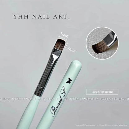 YHH large flat-round gel brush, 7 mm wide by 7 mm long, mint handle