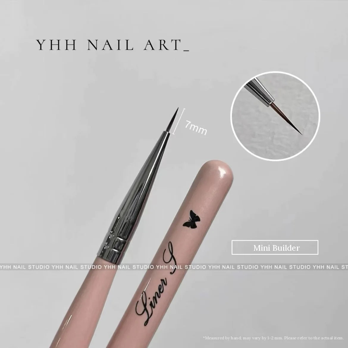 YHH mini builder brush with 7 mm fine tip, pink handle